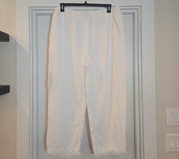 Quince 100% Linen Relaxed Fit High Rise Pants Womens Size XL White - Picture 2 of 8